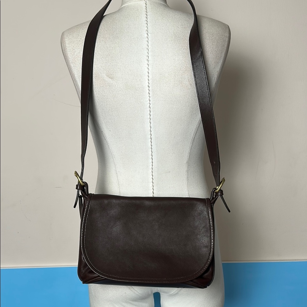 Vintage Auth COACH Old Coach Fletcher Bag 4150 Crossbody Bag Brown Leather - Picture 9 of 17